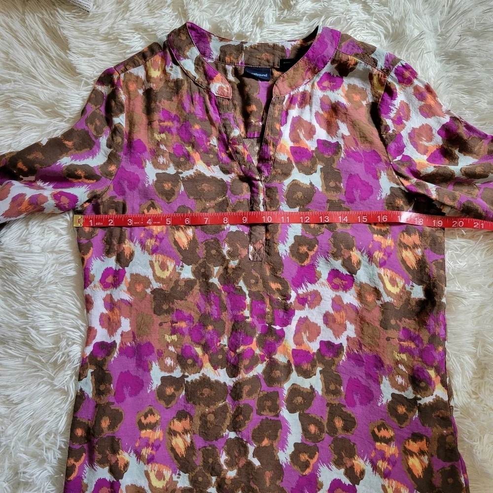 Westbound women long sleeve poppy print v neck top size small - Picture 3 of 6